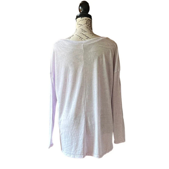 Victoria's Secret Flax Blend Loose-Fit V-Neck Top Pale Lavender Heather Size M - Picture 5 of 11